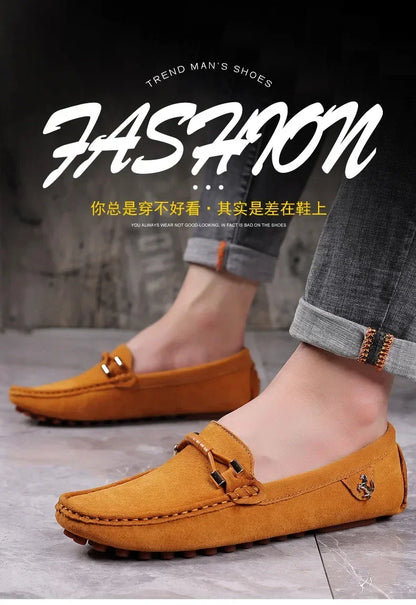 Sapatos Mocassim Masculinos de Luxo Tam. 48, Loafers de Couro Camurça Masculinos, Sapatos Mocassins Slip-on Antiderrapantes para Dirigir para Homens