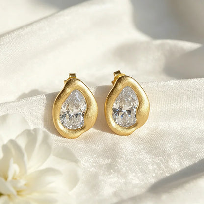 Trendy 8*12mm Pear Cut D VVS1 Moissanite Stud Earrings for Women Vintage Lab Diamond S925 Sterling Silver Fine Jewelry