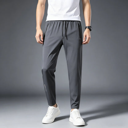 Men's Summer Lightweight High-Stretch Ice Silk Pants, Quick-Dry Breathable Ice Silk Sports Sweatpants for Running & Fitness