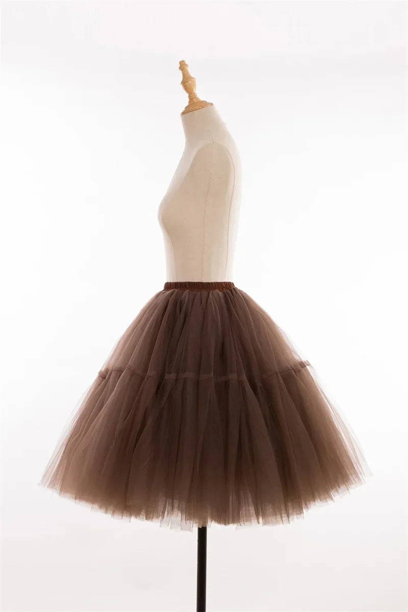 6 Layers Fluffy Ball Gown Women Short Skirts Knee Length Tutu Dress Underskirt Soft Tulle Petticoat for Club Cosplay Marathon