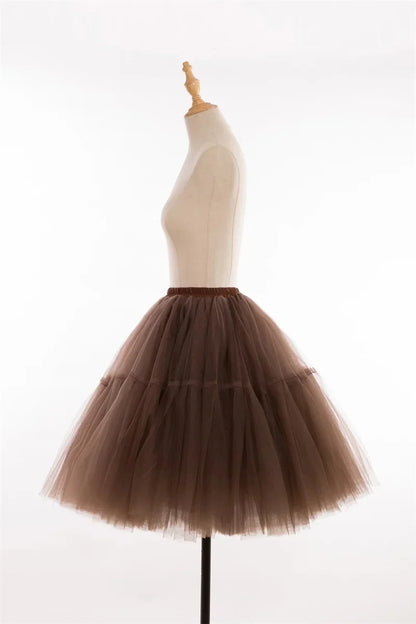 6 Layers Fluffy Ball Gown Women Short Skirts Knee Length Tutu Dress Underskirt Soft Tulle Petticoat for Club Cosplay Marathon