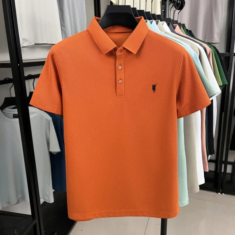 Luxury brand pony embroidery short sleeve polo shirt summer breathable solid color casual men T-shirt fashion high-end Paul top