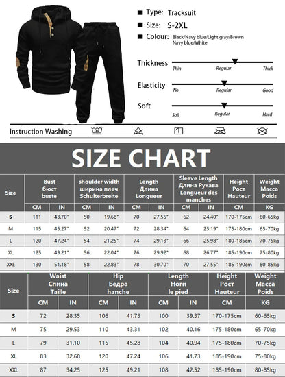 Men's Sportswear Solid Color Joggers Hoodie Sweatshirts and Long Pants 2 Piece Set Fashionable Casual Sports Set Men's Tracksuit