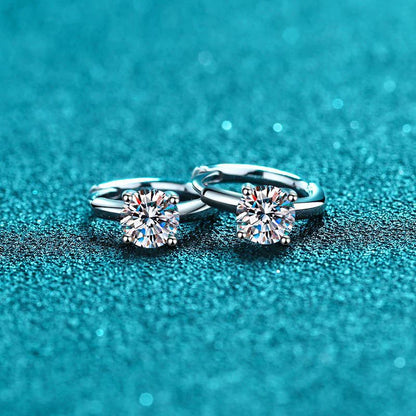 1ct Moissanite Hoop Earrings S925 Sterling Silver with 18k White Gold Plated Diamond Gem Earring for Women Jewelry Gifts