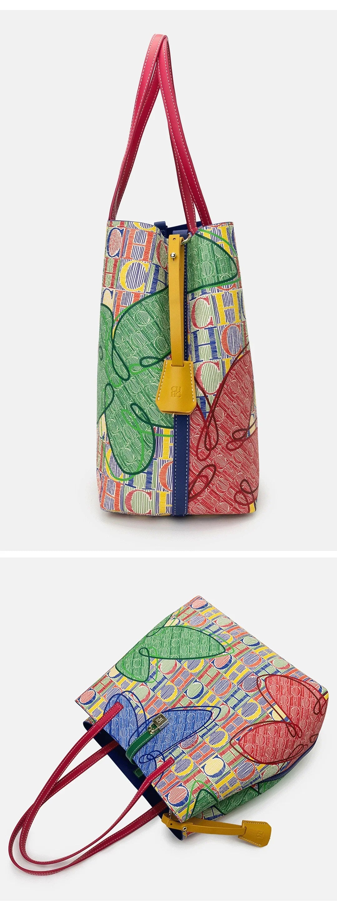 Women's Handbag Fashion Letter Printed Flower Design Large Capacity High End Texture Crossbody Bag
