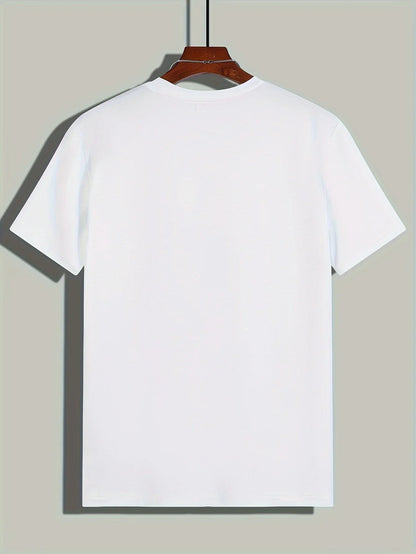 Men's Summer Casual Loose Size 100% Cotton Letter Print Round Neck Short Sleeve T-shirt Top