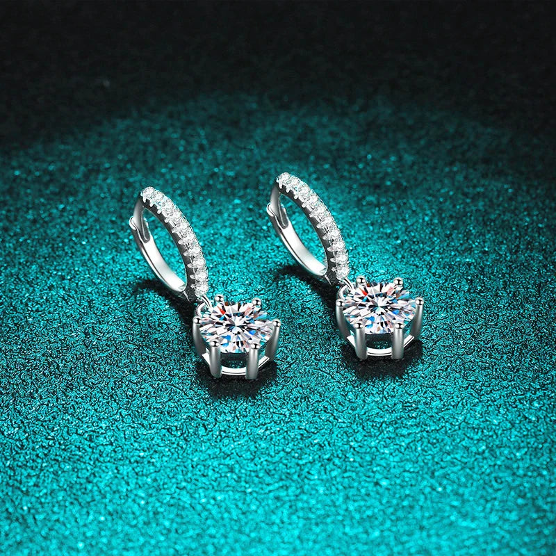 White Gold Plated 2ct Moissanite Drop Earring for Women Sparkling Diamond Earring Wedding Jewelry S925 Sterling Silver