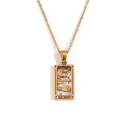 Original New Tarot Queen Lover Magician Moon Necklace Tarnish Free Stainless Steel Jewelry 18K Gold Plated Decoration