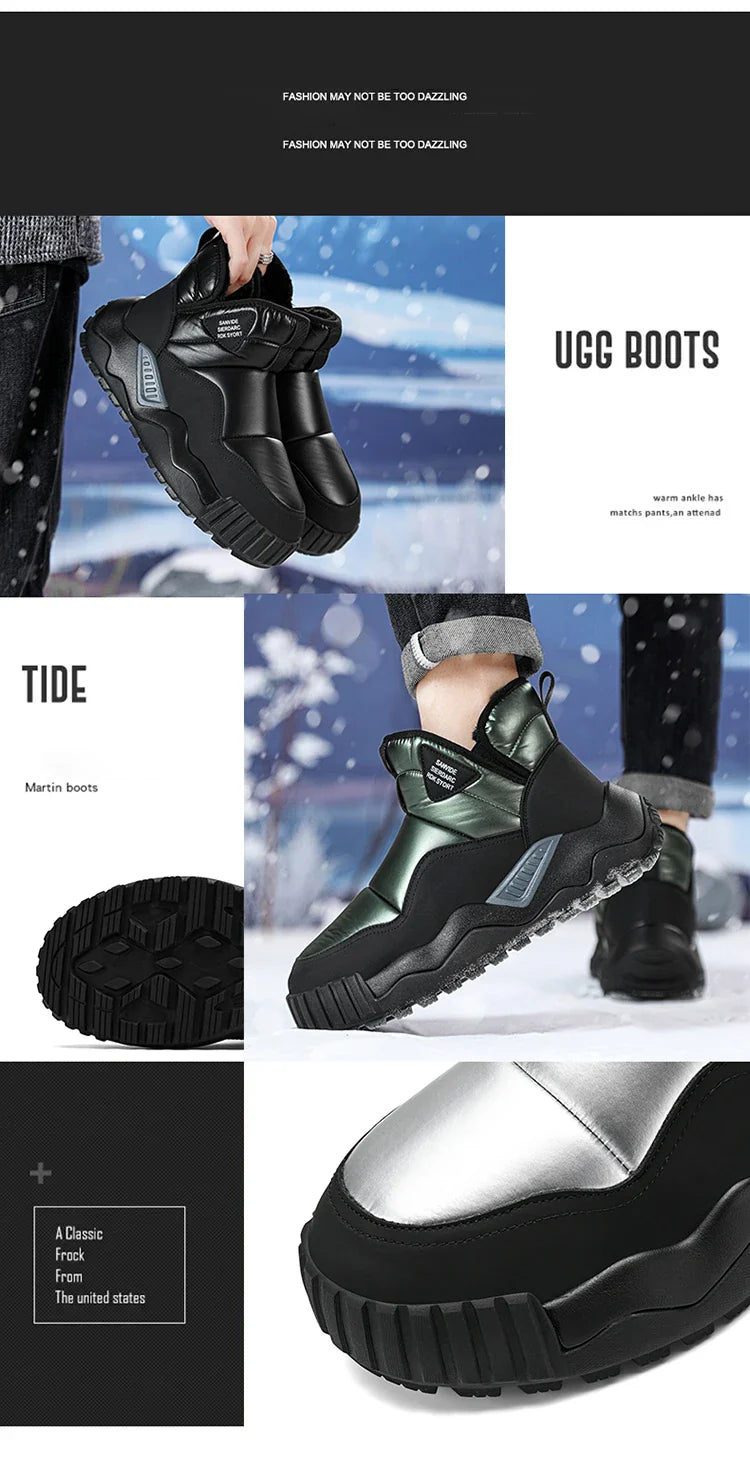 Winter shoes men's high top plush warm cotton shoes, high-quality and fashionable cold resistant outdoor cotton boots snow boots
