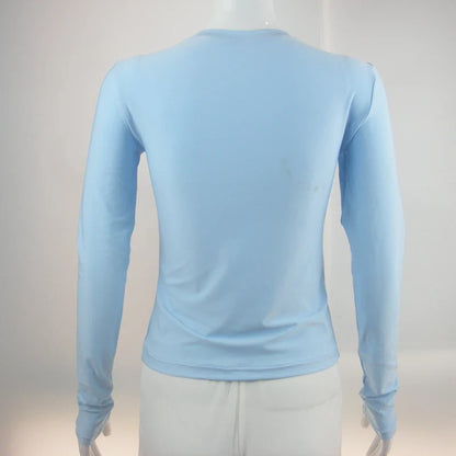 Woman Clothing Long Sleeve T-shirt Slim Fit Tops Female O-Neck Close-fitting Tee Shirt Street Wear 2024 Y2K Qtraf 2408