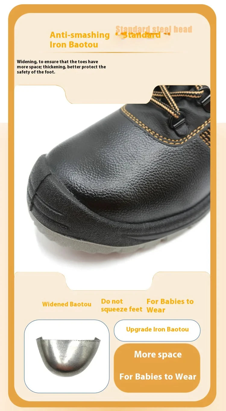 Anti-Smashing Anti-Piercing Labor Protection Shoes New Style Slip-Resistant Wear-Resistant Oil-Resistant Safety Work Footwear