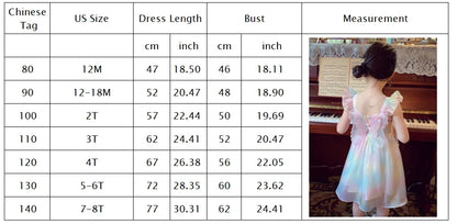 Rainbow Color Fancy Butterfly Dress for Baby Girls Summer Tie Dye Elastic Bust Mesh Frock Toddler Cute Casual Suspenders Robes