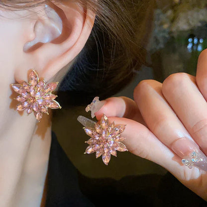 Flower Earrings for Women Korea Simple Sweet Stud Earrings Luxury High-grade Solid Color Charm Jewelry Girls Gift