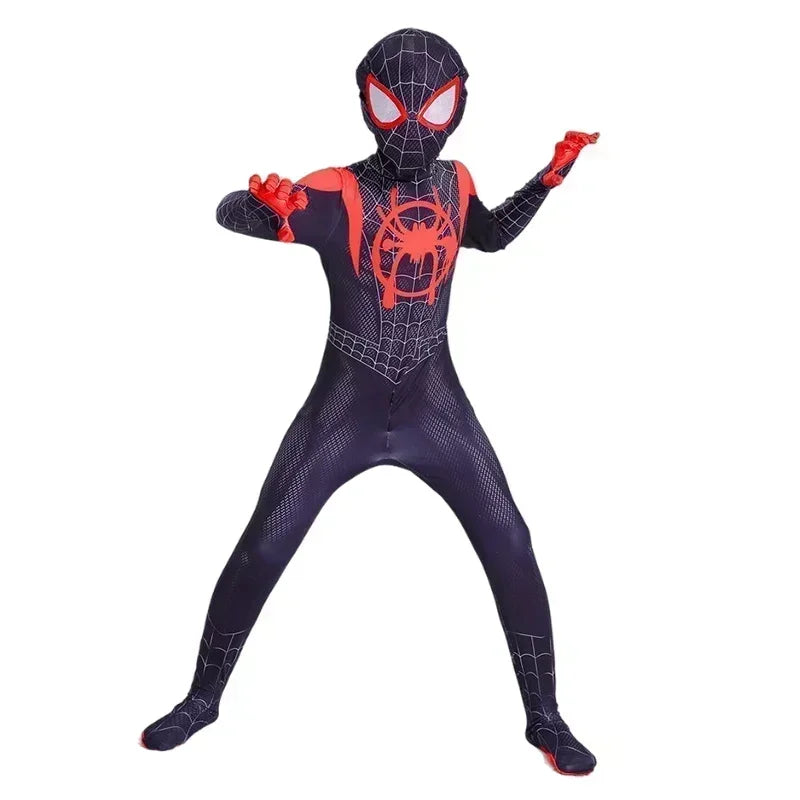 For Kids Hot Toys Anime Spiderman Costume Mask Cosplay Spider Man Miles Morales Jumpsuit Bodysuit Halloween Costumes