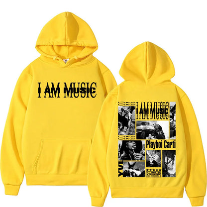 Rapper Playboi Carti I AM MUSIC Album Logo Hooded Men Fashion Gothic Hip Hop Street Sweatshirt Male Casual Fleece Comfort Hoodie