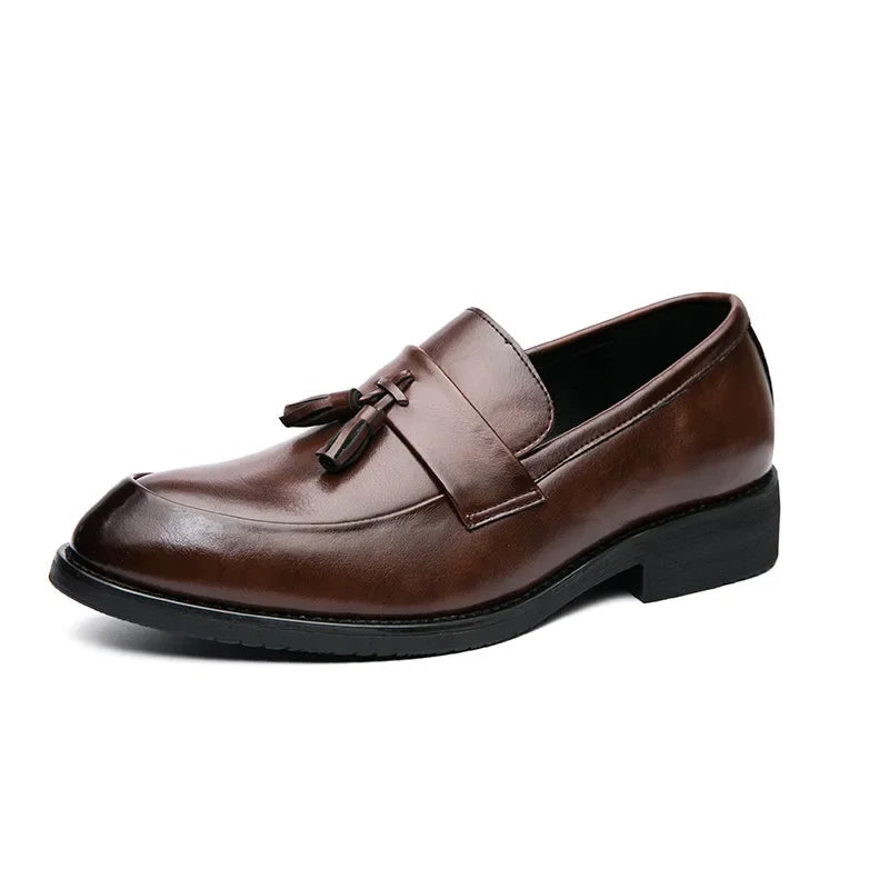 Casual Slip-On Wedding Shoes Men's Small Size Business Leather Shoes British Style Fashionable Loafers Polyurethane Upper Rubber