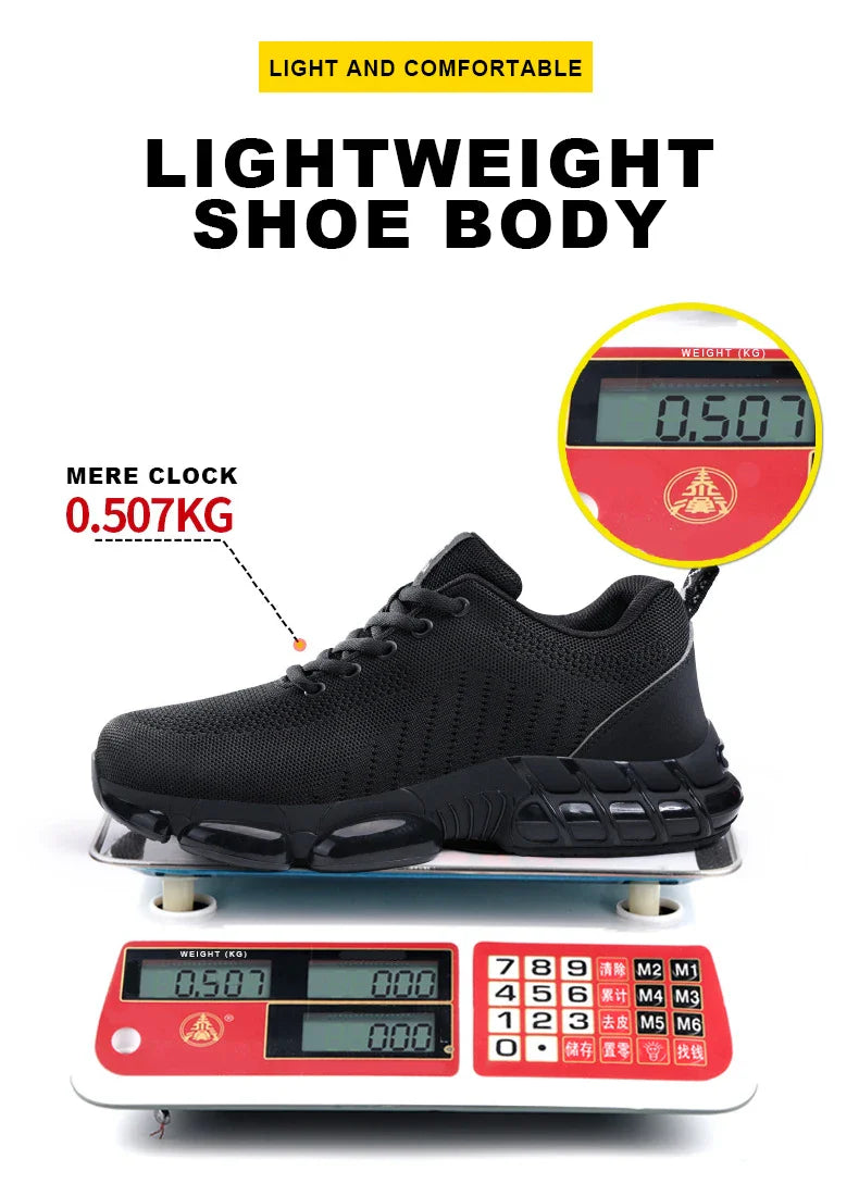 Steel Toe Safety Shoes for Men Women Comfortable Breathable Non Slip Work Shoes Security Protective Shoes Comfortable Sneakers ﻿