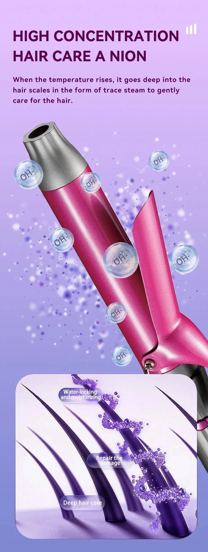 Ceramic Curling Iron 1 Barrel Hair Curler for Hair Rotating Produces Classic Curls for Use on Short Medium and Long Hair