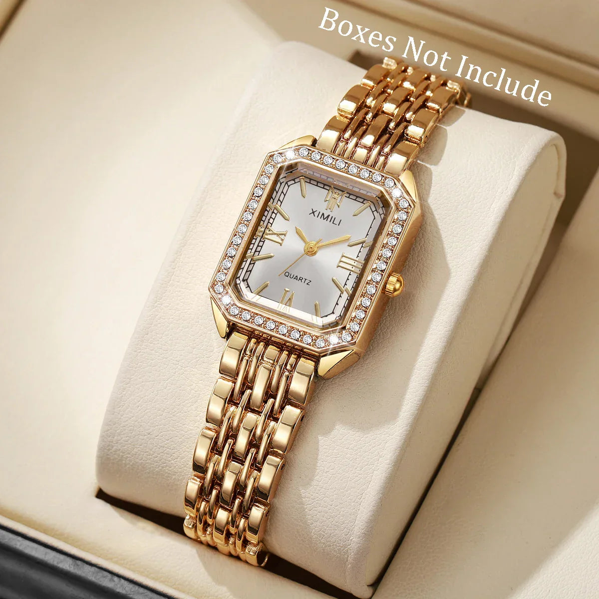 1/2/3/5PCS Fashion Rectangle Women Watches Set Ladies Rhinestone Quartz Watch Bracelet Strap Wristwatch（Without Box）