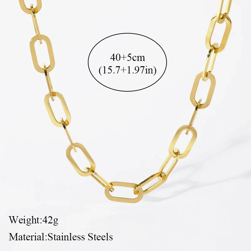 316L Stainless Steel Gold Silver Color Thick Chain Necklace For Women Fashion Cuban Neck Chain Waterproof Jewelry Gift