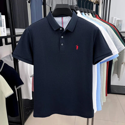 100% pure cotton short sleeved men's polo shirt summer fashion high-end brand pony embroidery golf top casual business T-shirt
