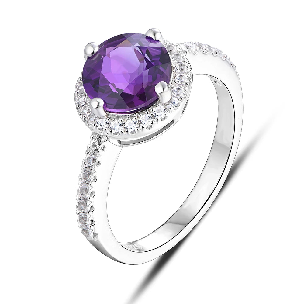 Silver Ring Women Fashion 2.3 Carats Created Diaspore S925  Wedding Band Color Change Stone
