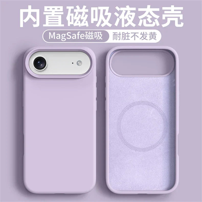 Magnetic Case For iPhone 17 Pro Max 17 Ari MagSafe Liquid Silicone Comfortable Feel Built in Flocking Protect Cover