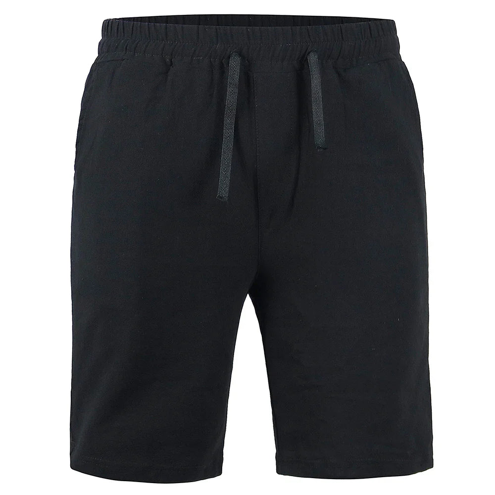 New Men's Cotton Linen Shorts Pants Male Summer Breathable Solid Color Linen Trousers Fitness Streetwear S-3XL