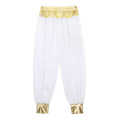 Boys Arabian Costume Arabian Prince Cosplay Dress Up Vest Waistcoat Harem Pants Suit for Halloween Carnival Stage Performance