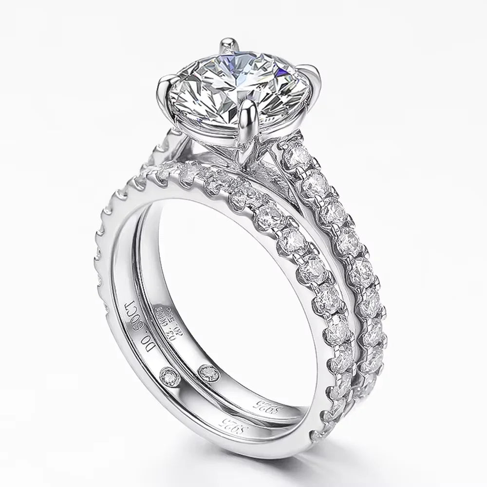 5.28ct All Moissanite Rings Set Women Gift Sparkling Lab Diamond Wedding Rings S925 Sterling Silver Plated 18K Jewelry