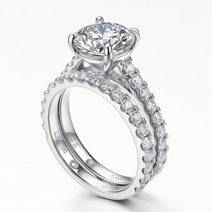 5.28ct All Moissanite Rings Set Women Gift Sparkling Lab Diamond Wedding Rings S925 Sterling Silver Plated 18K Jewelry