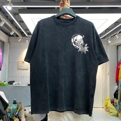 Summer Men's Washes T-shirts Japanese Anime ONE PIECE Buggy Graphic Clothing Harajuku Y2K Oversized 100% Cotton Half-sleeve Tops