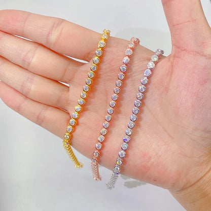 2mm 3mm Moissanite Tennis Bracelets for Women Bezel Set Round Bubble Lab Diamond with GRA S925 Silver Plated 18K Party Bracelet