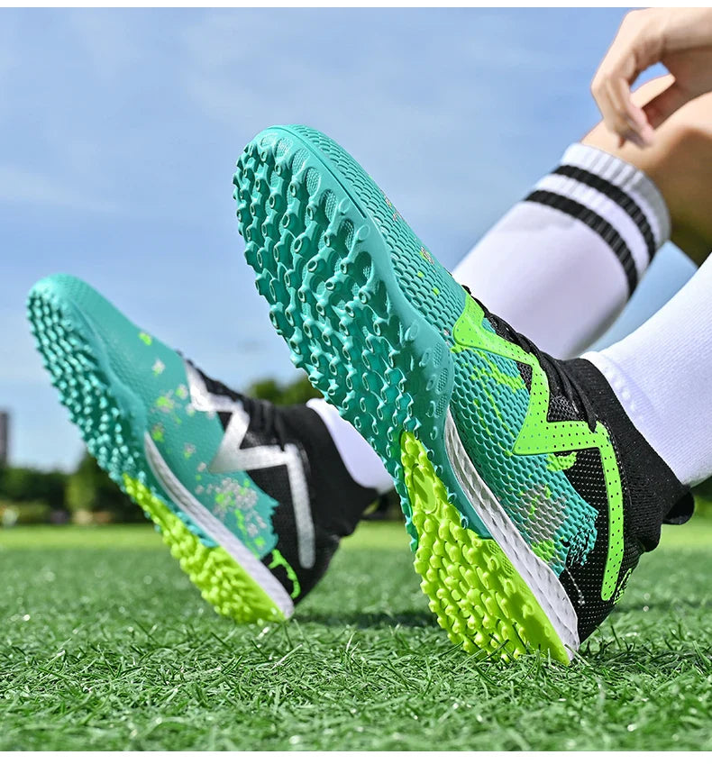 Men New TF Football Boots Society Indoor Original Top Quality Non Slip Male Soccer Shoes Sneakers Ultralight Breathable Ankle