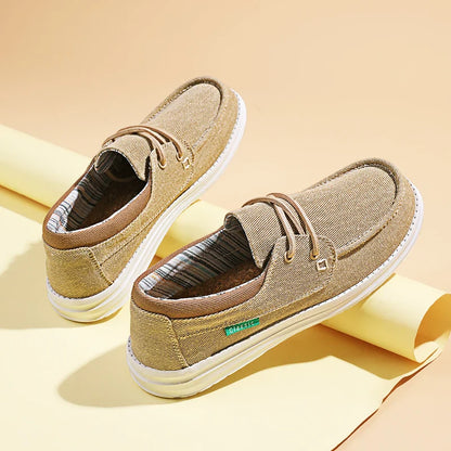 Men's Canvas Shoes Retro Loafers Lightweight Flats Leisure Footwear Male Summer Moccasin Men Casual Business Shoe