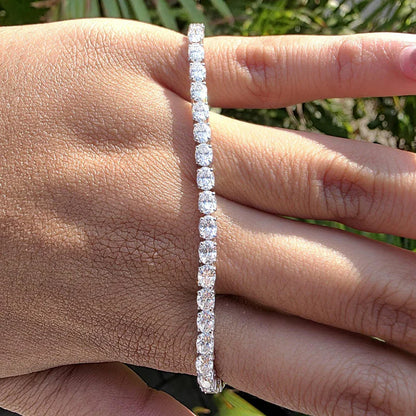 0.3/0.5/1Carat East West Set Oval Cut Moissanite Diamond Tennis Bracelets for Women 925 Sterling Silver Bracelet Anniversary