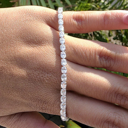 0.3/0.5/1Carat East West Set Oval Cut Moissanite Diamond Tennis Bracelets for Women 925 Sterling Silver Bracelet Anniversary