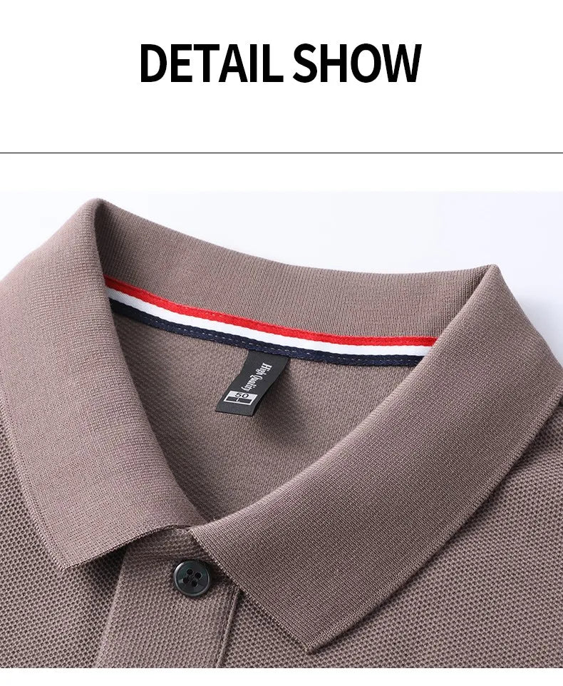 High end brand men's polo shirt long sleeved luxury fashion embroidered craft top 100% cotton 2024 Spring and Autumn new T-shirt