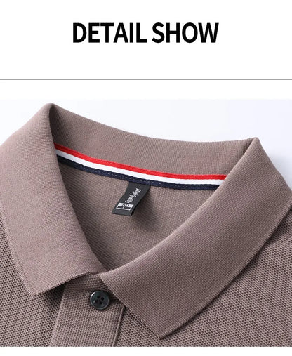 High end brand men's polo shirt long sleeved luxury fashion embroidered craft top 100% cotton 2024 Spring and Autumn new T-shirt