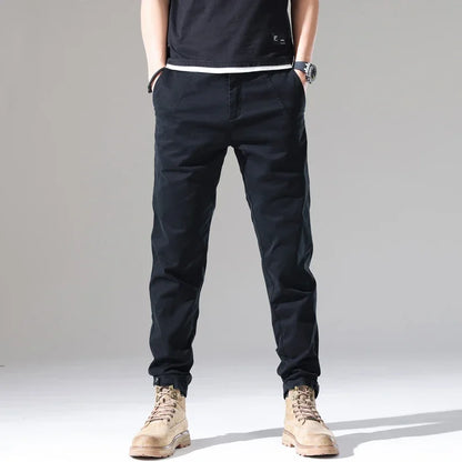 Spring New Men Casual Pants Slim Fit Stretch Arrivals Fashion Button Desinger Men's Streetwear Brand Male Clothing