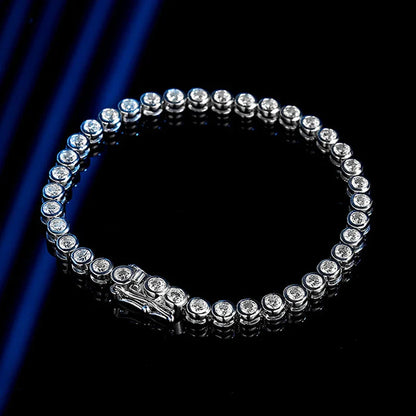 Full Asscher Cut 3x3mm 0.15CT Bezel Type Moissanite Tennis Bracelet for Women Men Party 925 Silver GRA Certified Bracelets