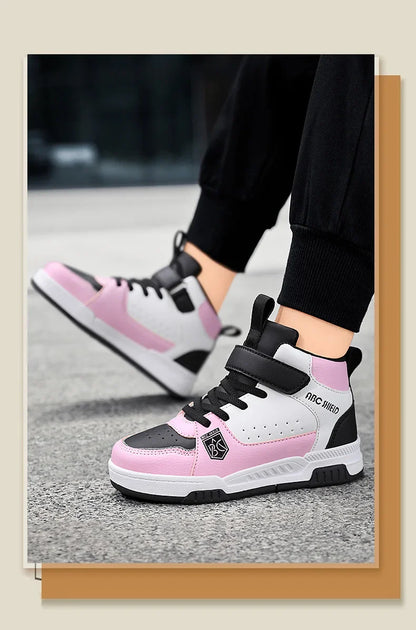 Children‘s High-top Basketball Boots Boys Girls Non-slip Basketball Trainers Outdoor Jogging Sneakers Breathable Athletic Shoes