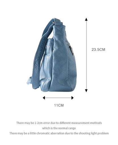 New Genuine Leather Women's Bag Casual One Shoulder Crossbody Bag Multi Pocket Messenger Bag