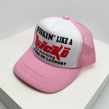 New American Style Men Women Cruise Printed Anime Letter Half Mesh Caps Sunshade Breathable Baseball Hats Versatile Fashion Cute