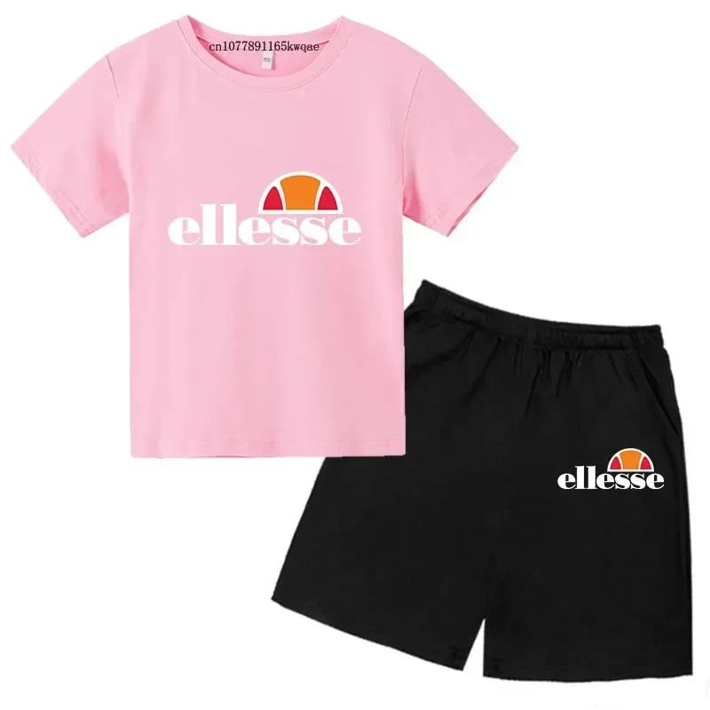 Kids Summer Leisure Letter 2pcs O-neck Short Sleeve T-shirts+Pants Suits 3-13 Years Boys Girls Casual Outfits Children Clothes