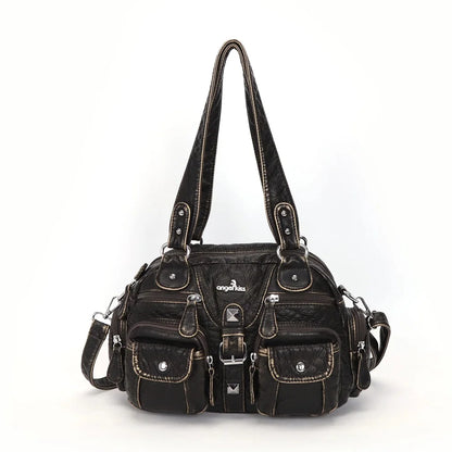 Vintage Bag Women Small Handbags Satchel Top-handle Handbag PU Shoulder Bag Dumpling Pack Multi-pockets Shoulder Bags
