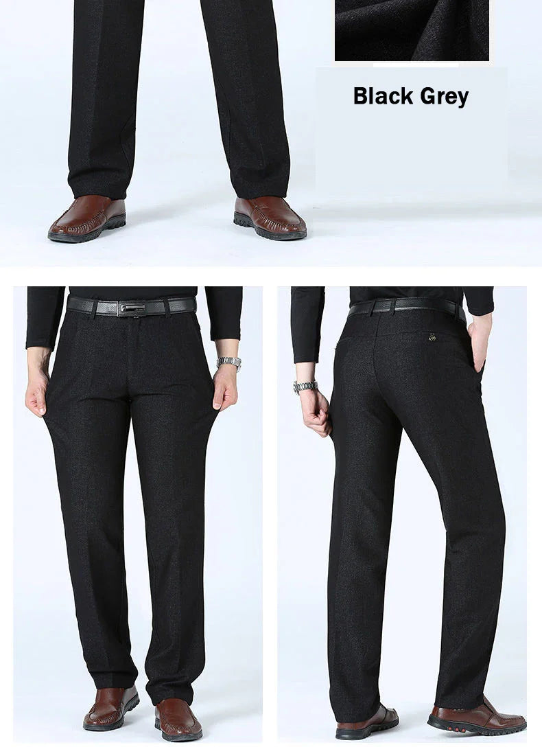 Autumn Summer New Men's Slim Business Pants Fashion Stretch Thicken Casual Trousers Brand Solid Pant Black Navy Plus Size GOZBKF
