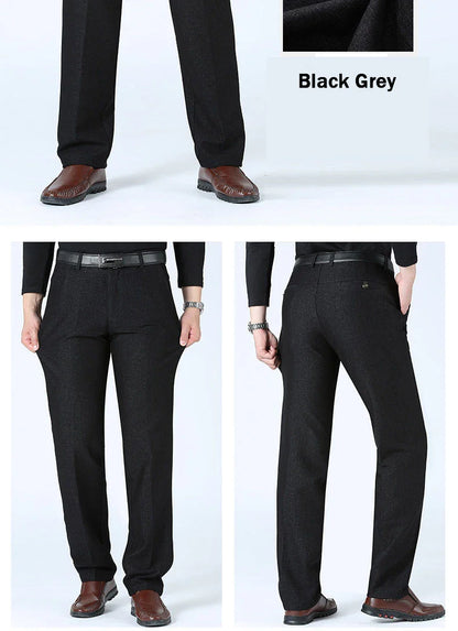 Autumn Summer New Men's Slim Business Pants Fashion Stretch Thicken Casual Trousers Brand Solid Pant Black Navy Plus Size GOZBKF