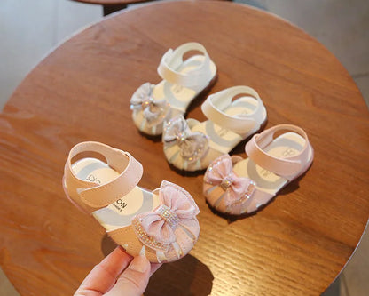 Summer Baby Girls Sandals Bowtie Fashion Pink Princess Toddler Shoes Soft Sole Baby Shoes 0-3 Years chaussure enfant fille