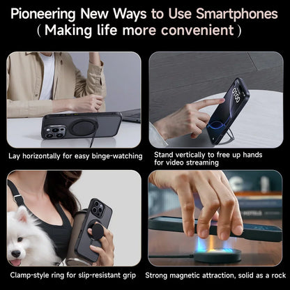 Stand Phone Case For iPhone 16 Pro Max MagSafe Magnetic Case With 360° Rotating Ring Bracket Anti-Drop Protection Cover